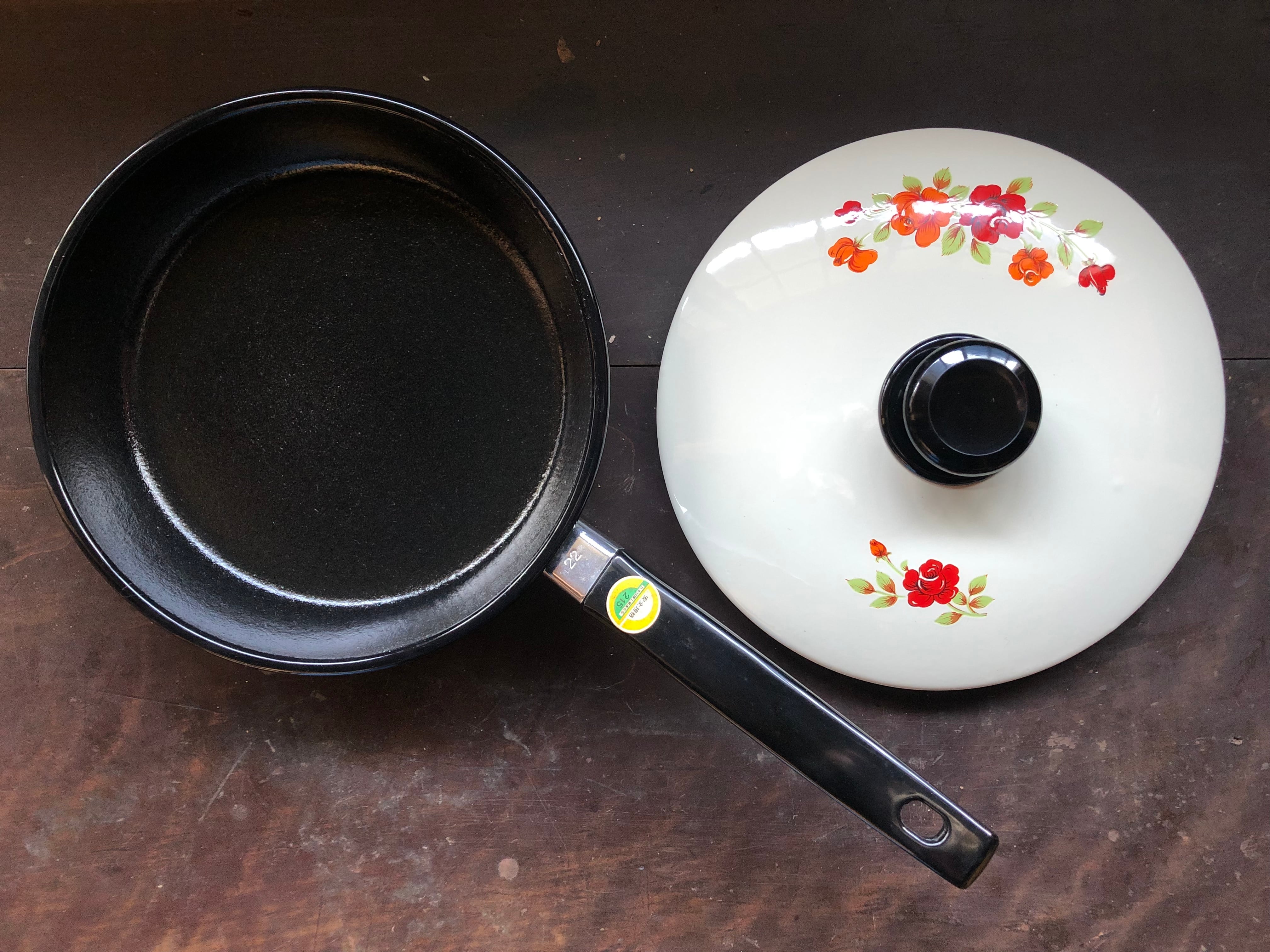 ホーローフライパン 22cm 薔薇柄 エナハード 昭和レトロ フライパン