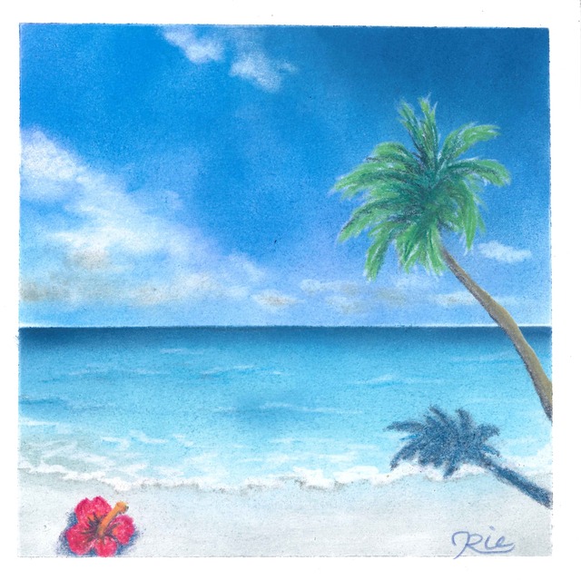 海の風景 パステル画 ダサかっ 原画