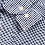 90s LACOSTE ラコステ 文字ワニ ギンガムチェック BD ボタンダウン 長袖シャツ 2/ネイビー系 メンズ ビンテージ