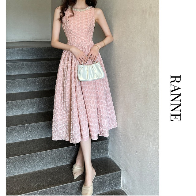 Soft Blush Jacquard Dress　a0319
