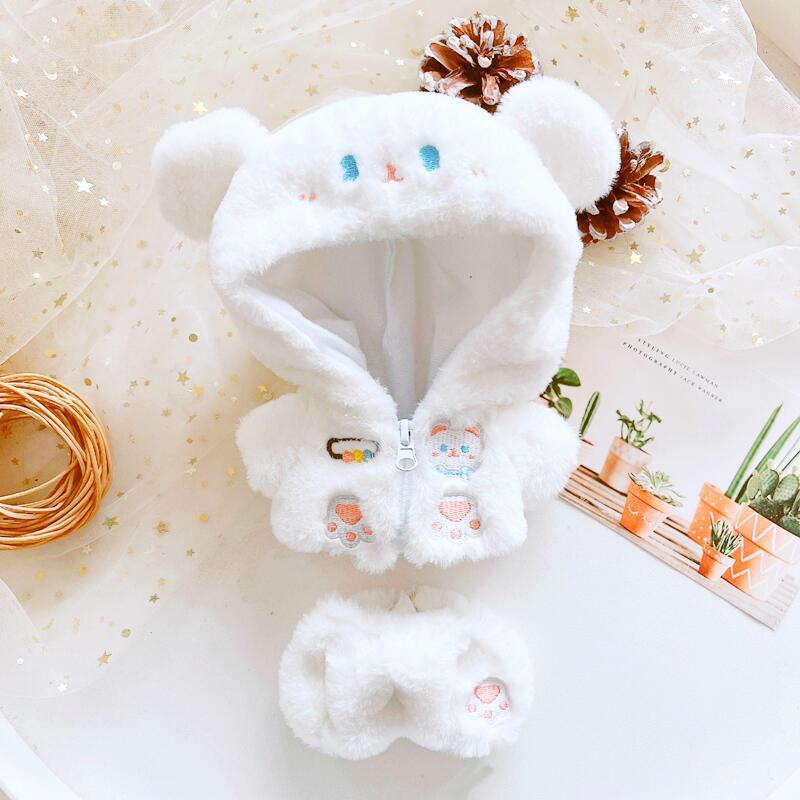 20cmぬいぐるみ用 くま 刺繍フードパーカー+パンツ かわいい 着せ替え