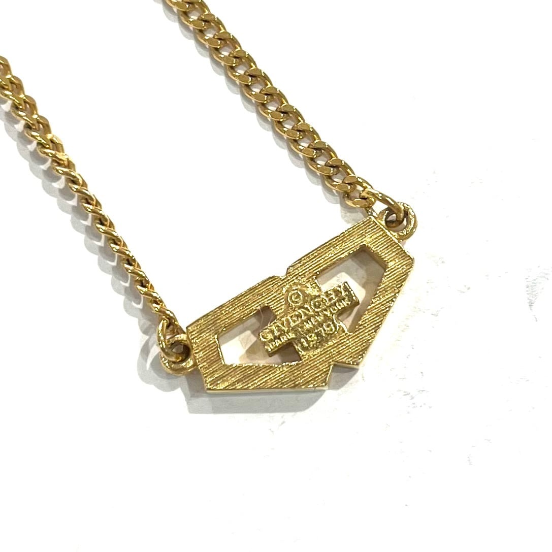 GIVENCHY】2350 1979刻印 ヴィンテージロゴネックレス ゴールド