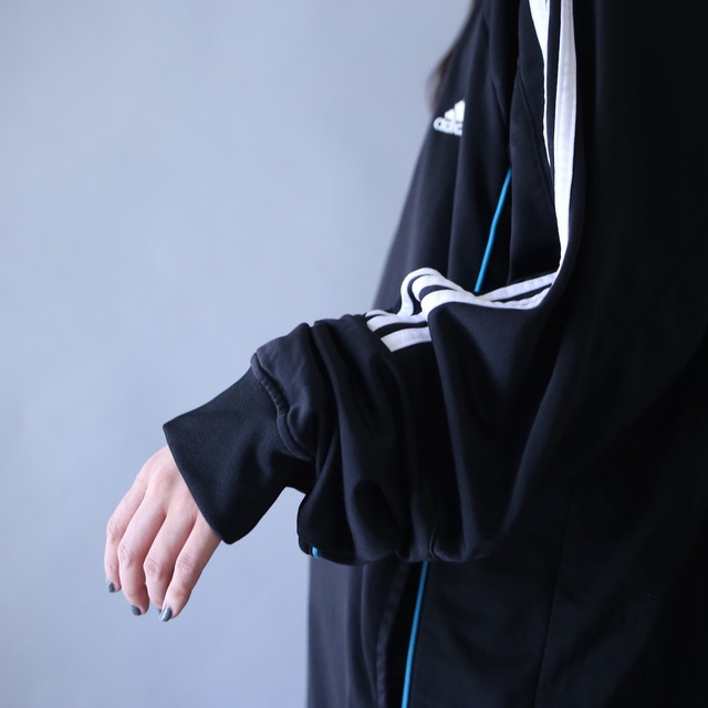 "adidas" black×white×blue good coloring track jacket