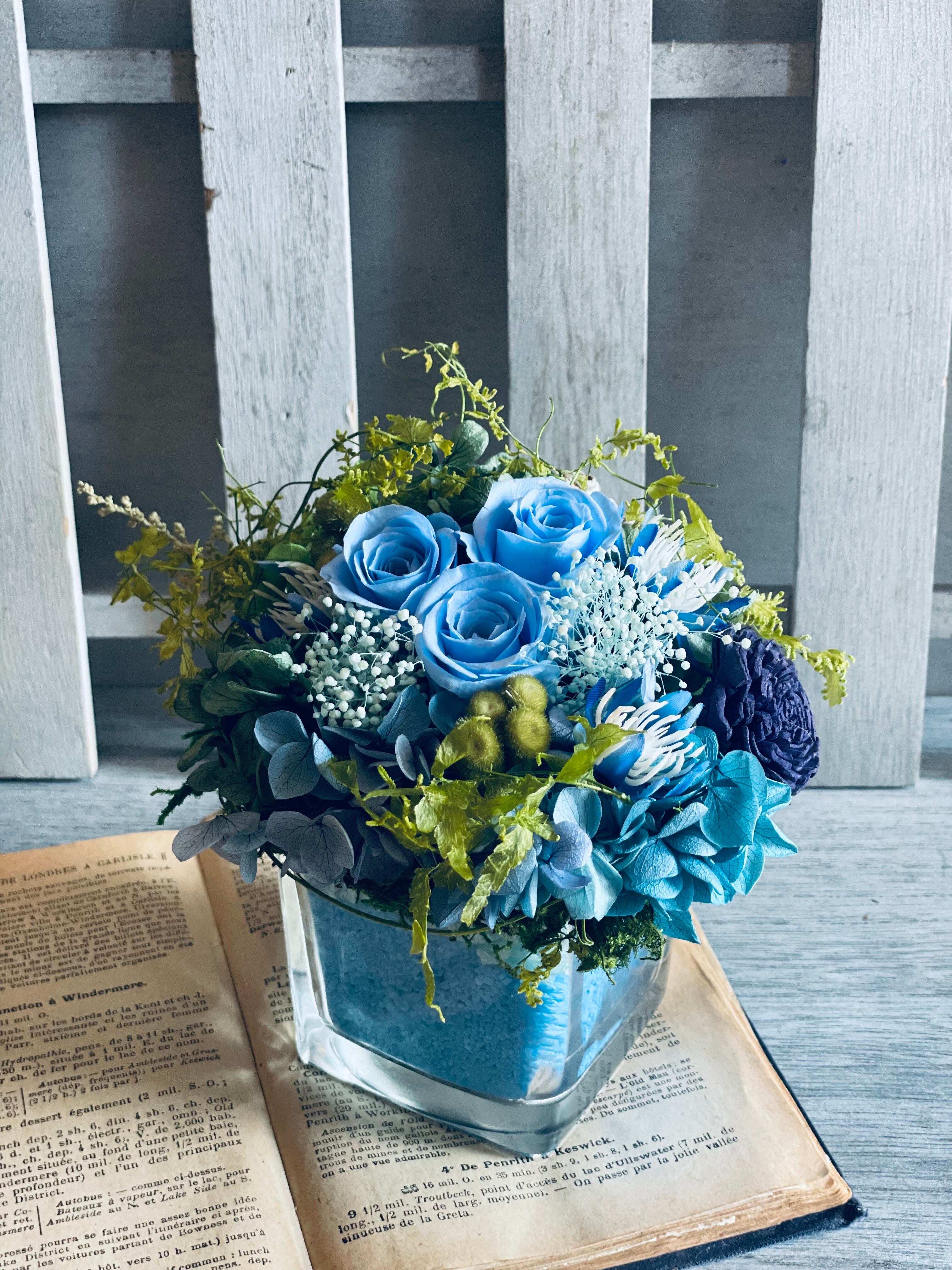 ドライフラワーアレンジメント ガラス花瓶 モダン ホーム フローラル