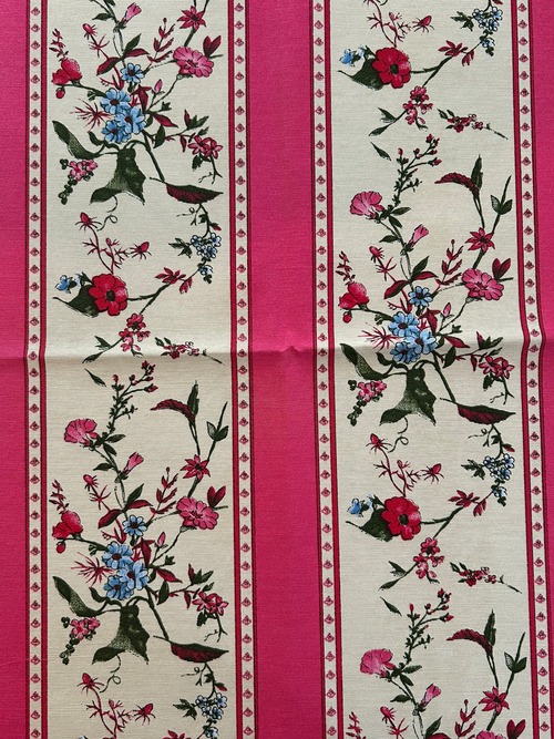 フランス コットンファブリック ピンク ストライプ 花柄 カットファブリック 輸入ファブリック カルトナージュ