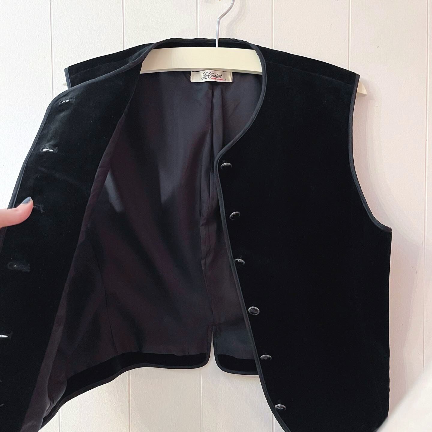 black velvet piping vest