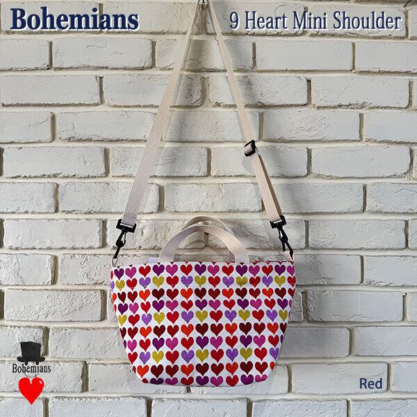 9 HEART MINI SHOULDER BAG RED 9ハート ミニショルダーバッグ レッド ショッピング BOHEMIANS ボヘミアンズ 日本製
