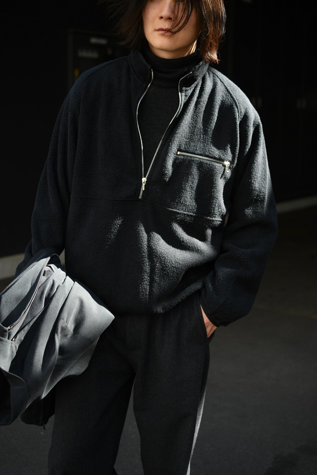 A.PRESSE / Vintage Silk Fleece Harf ZIP Jacket (Black)
