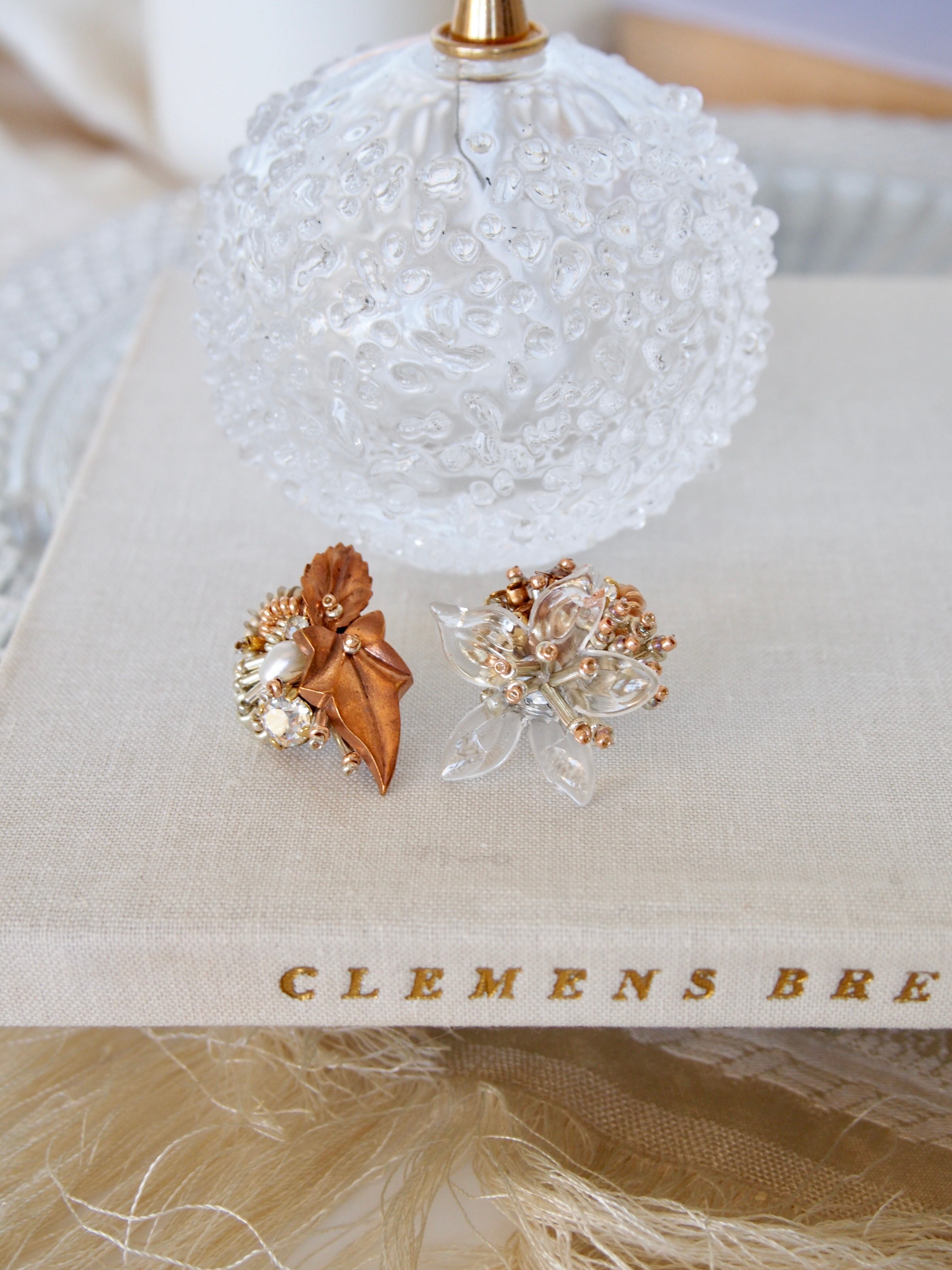 " Lily collage earrings "【 Le jardin secret 】