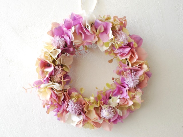 every month Wreath：桜色のリース/ 紫陽花・千日紅