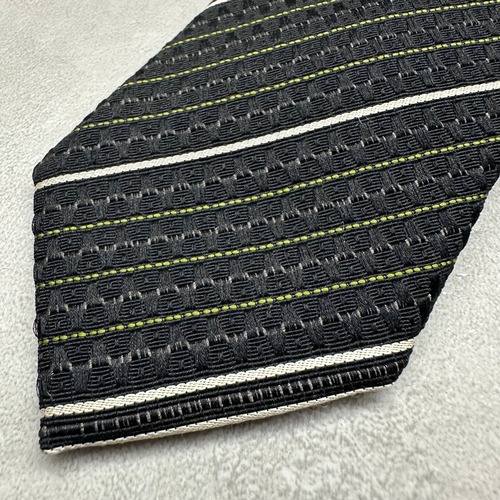 necktie 日本製 黒系 ストライプ ネクタイ ヴィンテージ 古着 n-370
