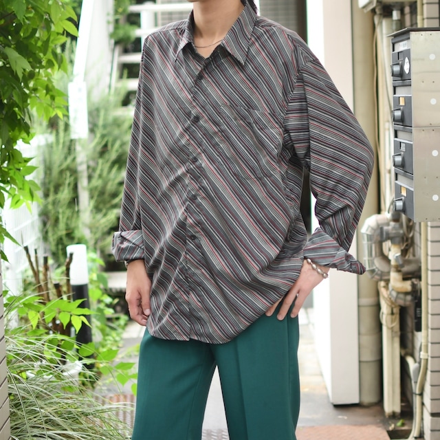 smooth cloth multi diagonal stripe shirt