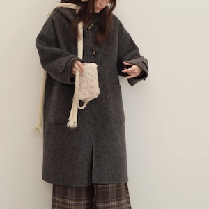 トグルボタンフーディーロングコート ・9585