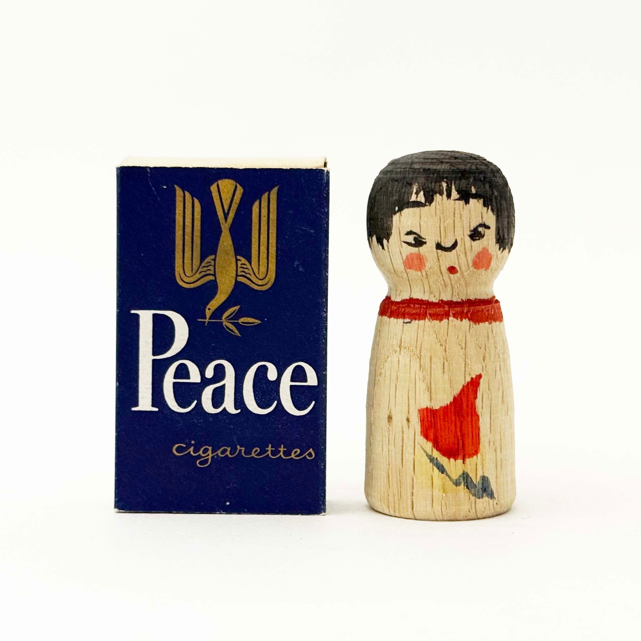 今晃工人本人型こけし（挽納め 抽象柄）