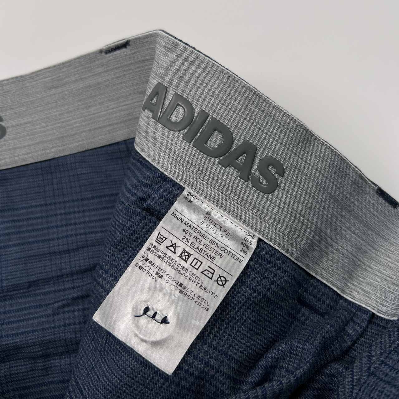 ADIDAS アディダス グレンチェック柄 ストレッチ スラックスパンツ サイズ L /ネイビーブルー系/メンズ/ゴルフ/スポーツ