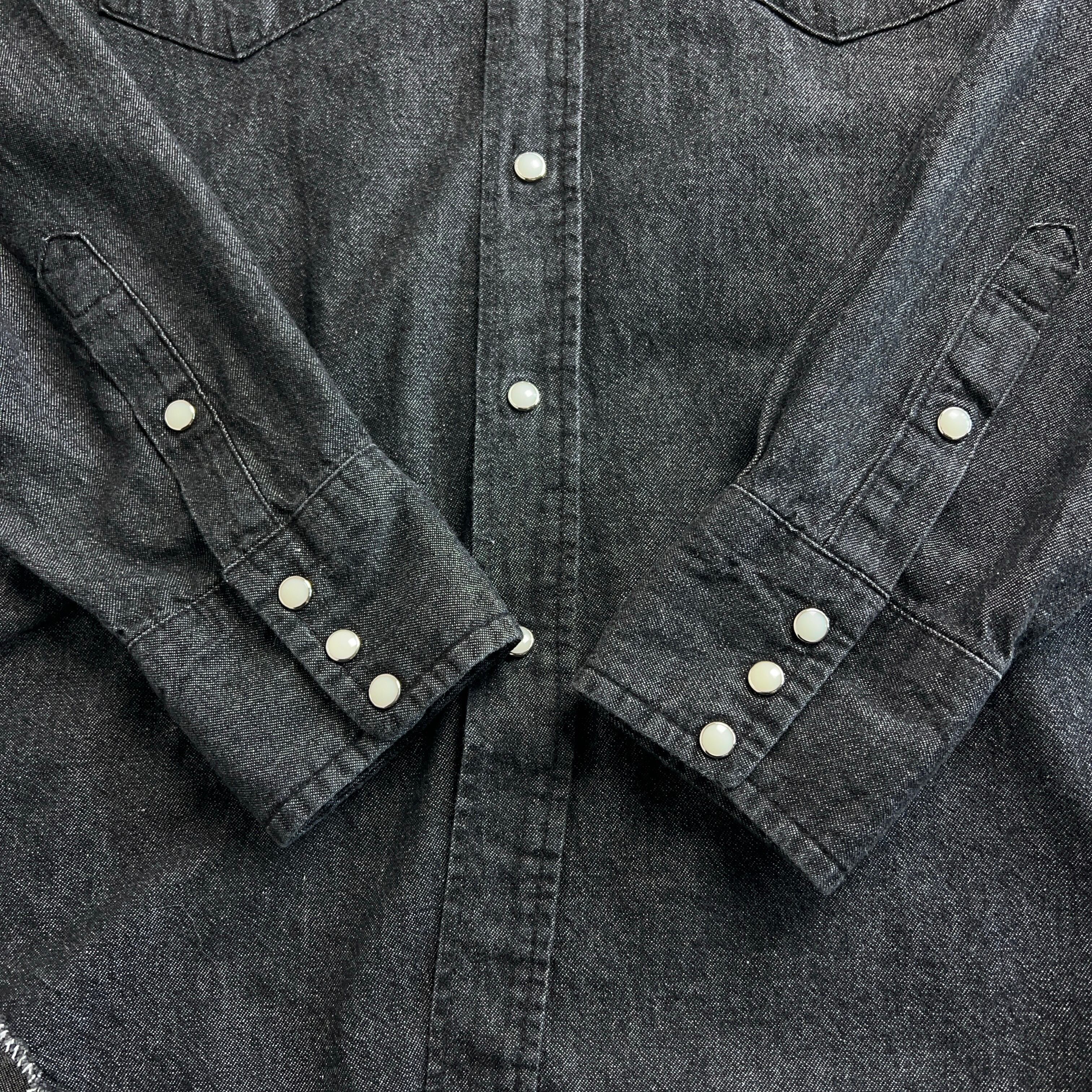 1980's Wrangler 70127BK BLACK DENIM WESTERN SHIRT 80年代