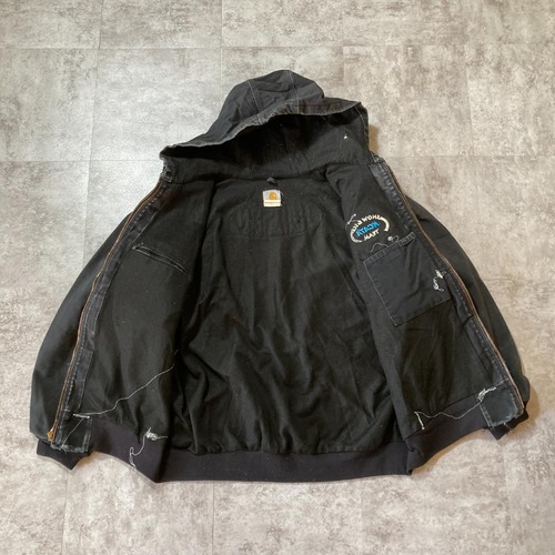 90s Carhartt アクティブジャケット ブラック フェード 無地 USA製 jacket 詳細写真10