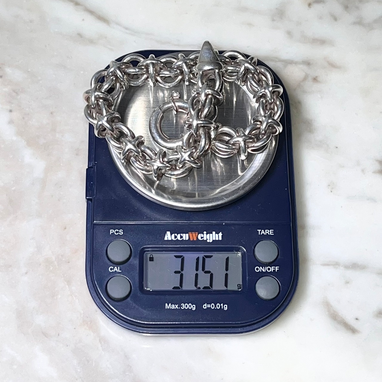 vintage heavy gauge braided circle chain silver bracelet