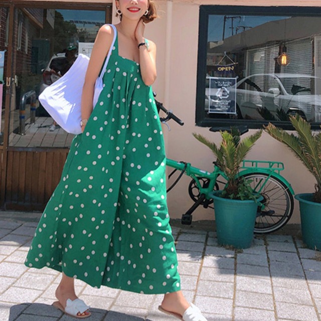 polka dot sleeveless chiffon jumpsuit(2color)<d1714>
