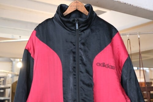 80's adidas black × red zip-up Jacket with back trefoil | GARYO