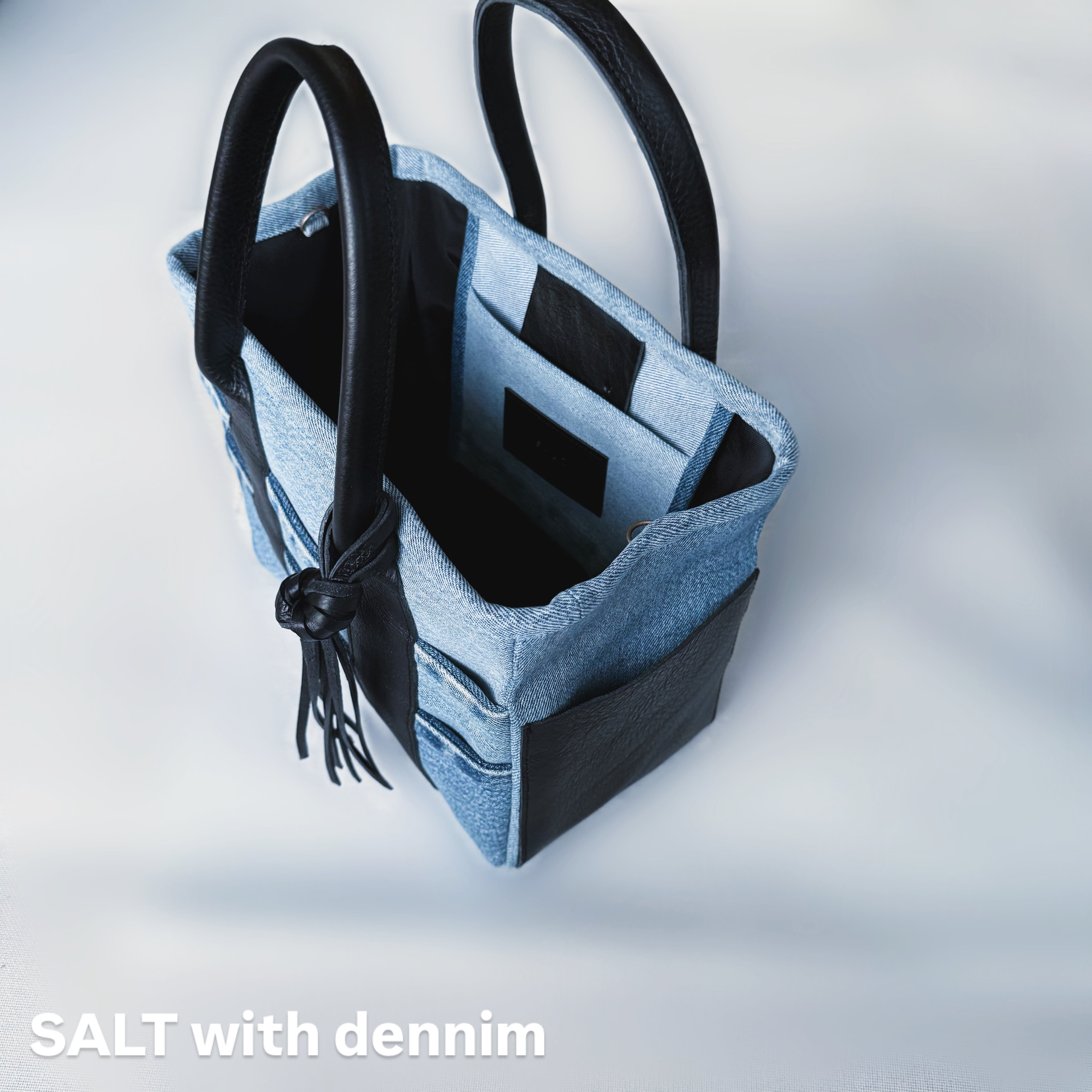 Denim×leatherスクエアトートmini No.6745