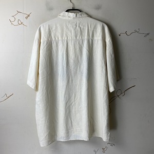 old argyle pattern linen × rayon open collar shirt