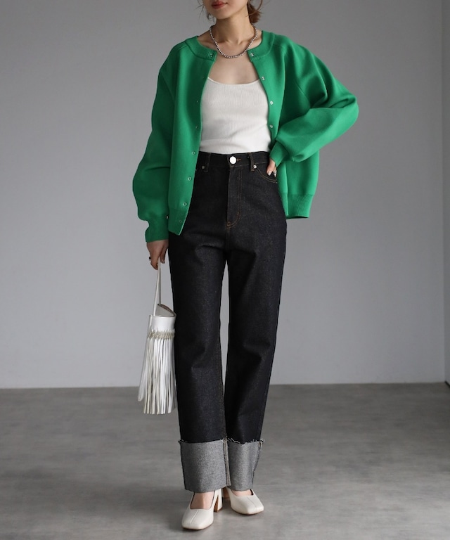 生デニムロールアップパンツ