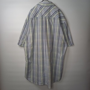 トミーヒルフィガー　BDシャツ　半袖　チェック　オーバーサイズ　ブルー