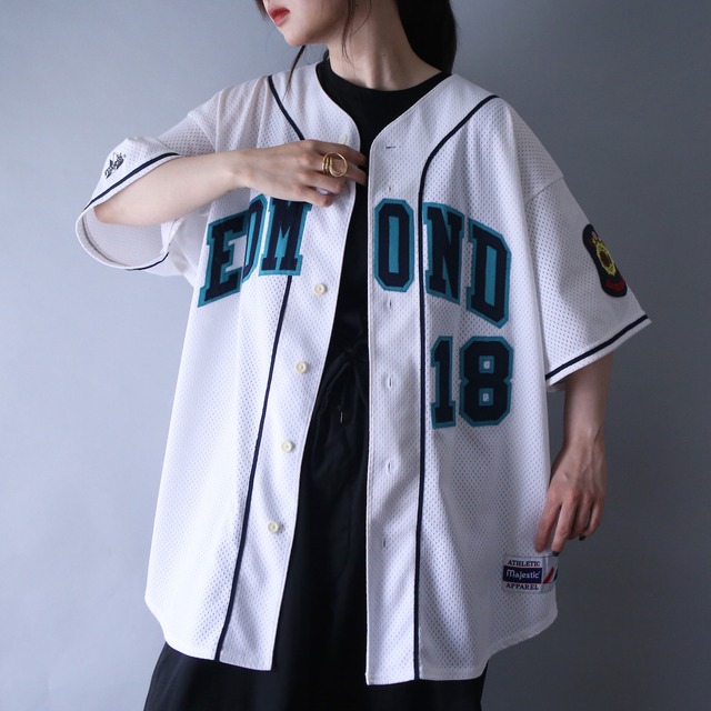 "EDMOND" 18 number over silhouette baseball shirt