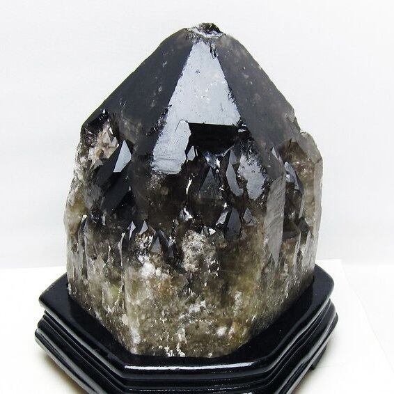 7.4Kg モリオン 黒水晶 原石 エレスチャル 台座付属 一点物 191-548