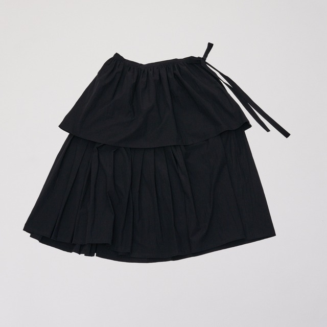 Pleats wrapped skirt/black