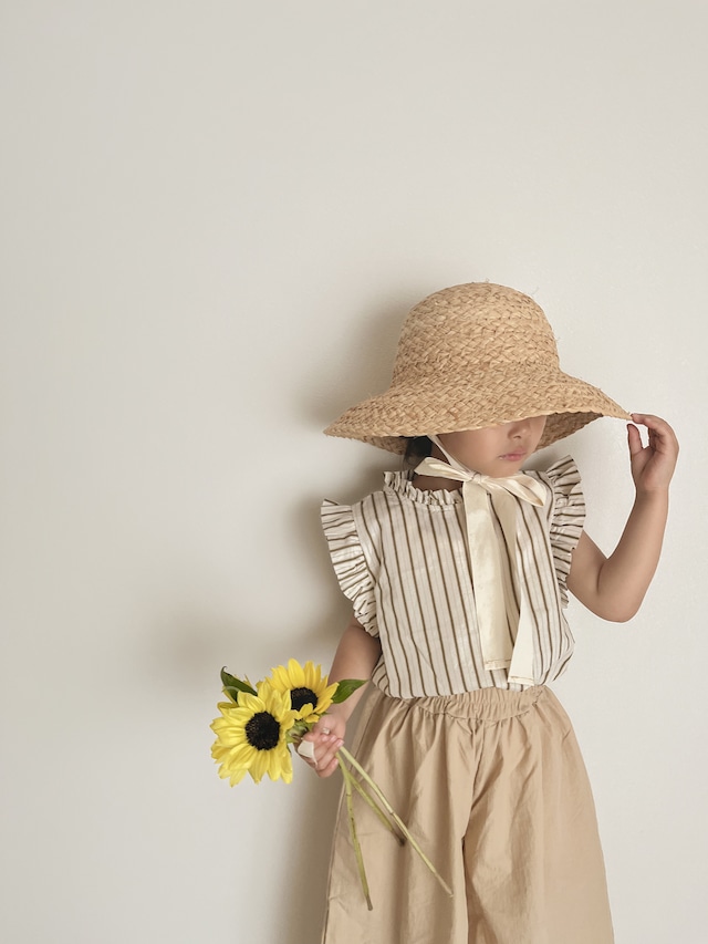 【即納】mon atelier / stripe lace blouse