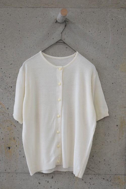 White fine-gauge short-sleeve cardigan