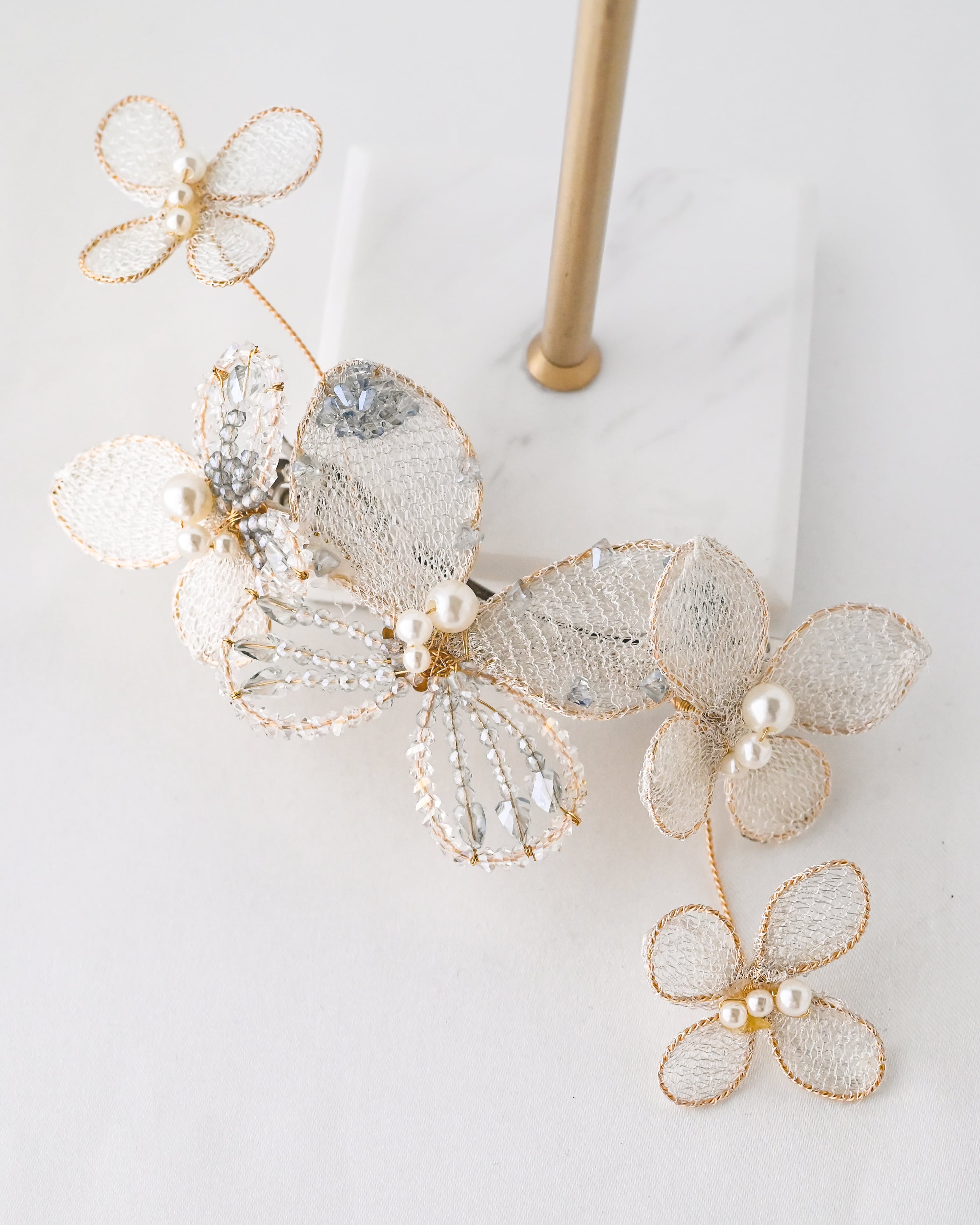 ビーズ蝶々バレッタウェディング【AH2507-01】 | ブライダル