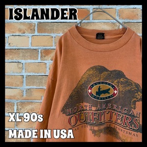 【ISLANDER】90s アウトドア アニマルプリント OUTFITTERS XL Tシャツ USA製