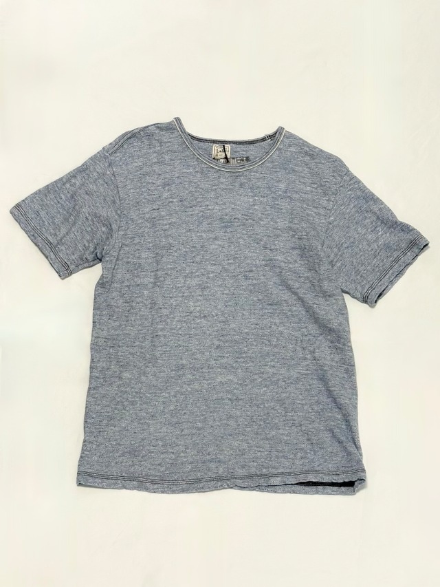 LOOP&WEFT・SUPER SLUB TUBE KNIT EDGE PIPING CREWNECK・ヘザーブルー