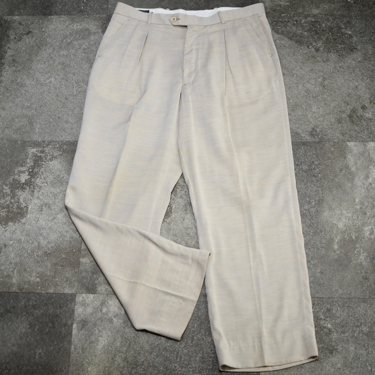 PRONTI rayon blend "杢調" 2tuck slacks