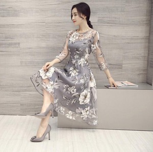 ★送料無料★11号（L）☆シックなオーガンジーのワンピース(OPN5622)