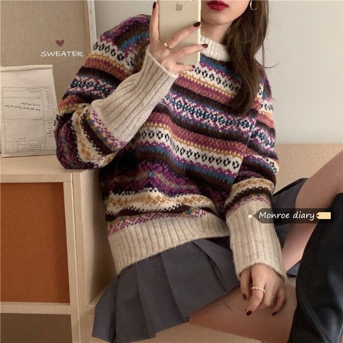 スタンダードセーター ルーズニットスプリングトップス レトロ 春物 モンロー61549747138