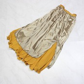 【美品 社交ダンス衣装】スカート レッスンウェア 練習着 leirena レイリーナ 茶色 黄色 黄土色 ブラウン イエローオーカー