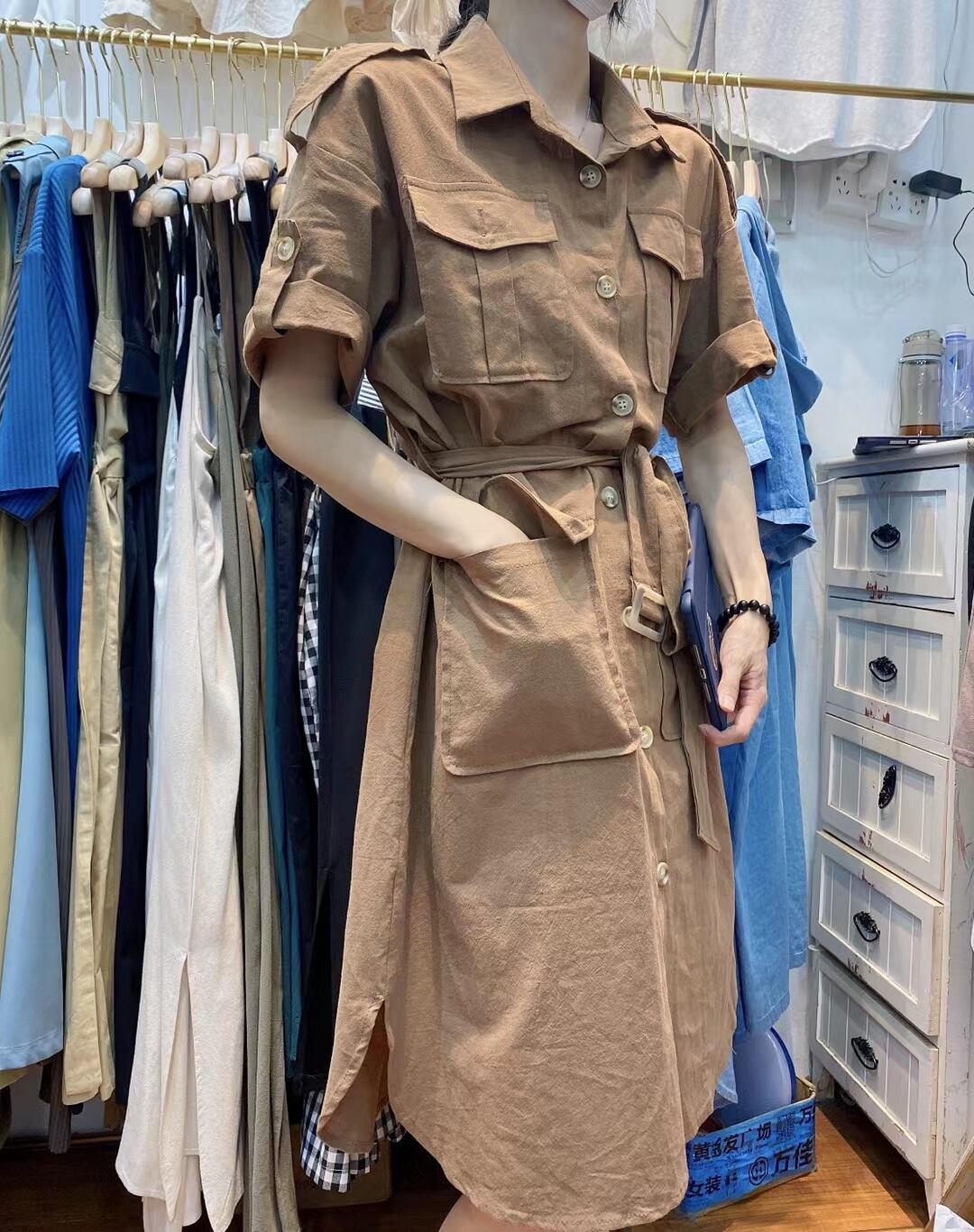 サファリシャツワンピース　AJ33167-6161