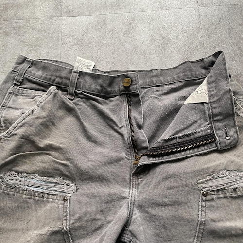 襤褸 USA生地製 グレー ダブルニー Carhartt B136 35×30 詳細写真7