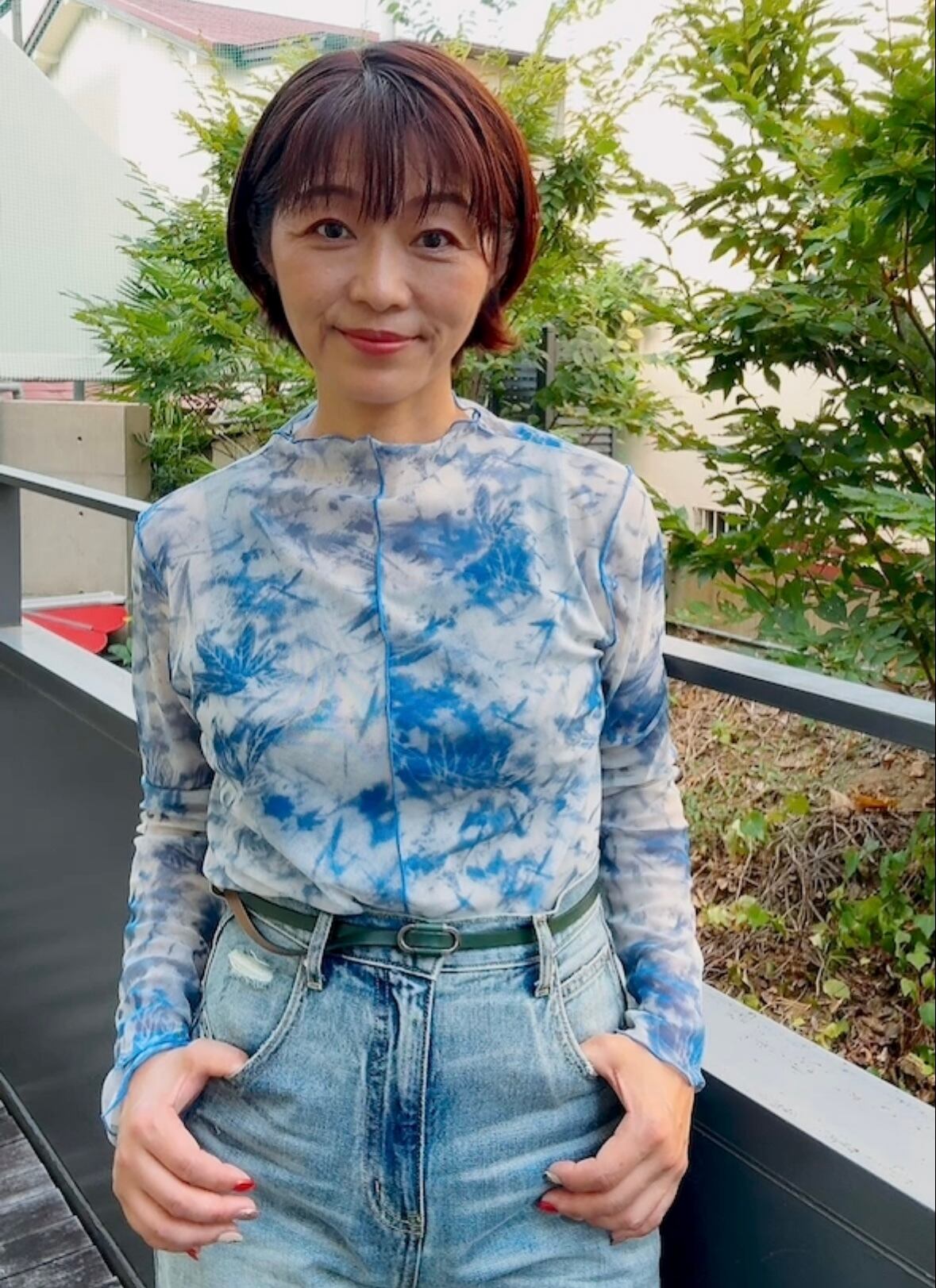 ★新作★Le's Ageu(レ・アージュ) タイダイ柄シアーメロウトップス【E-3066】