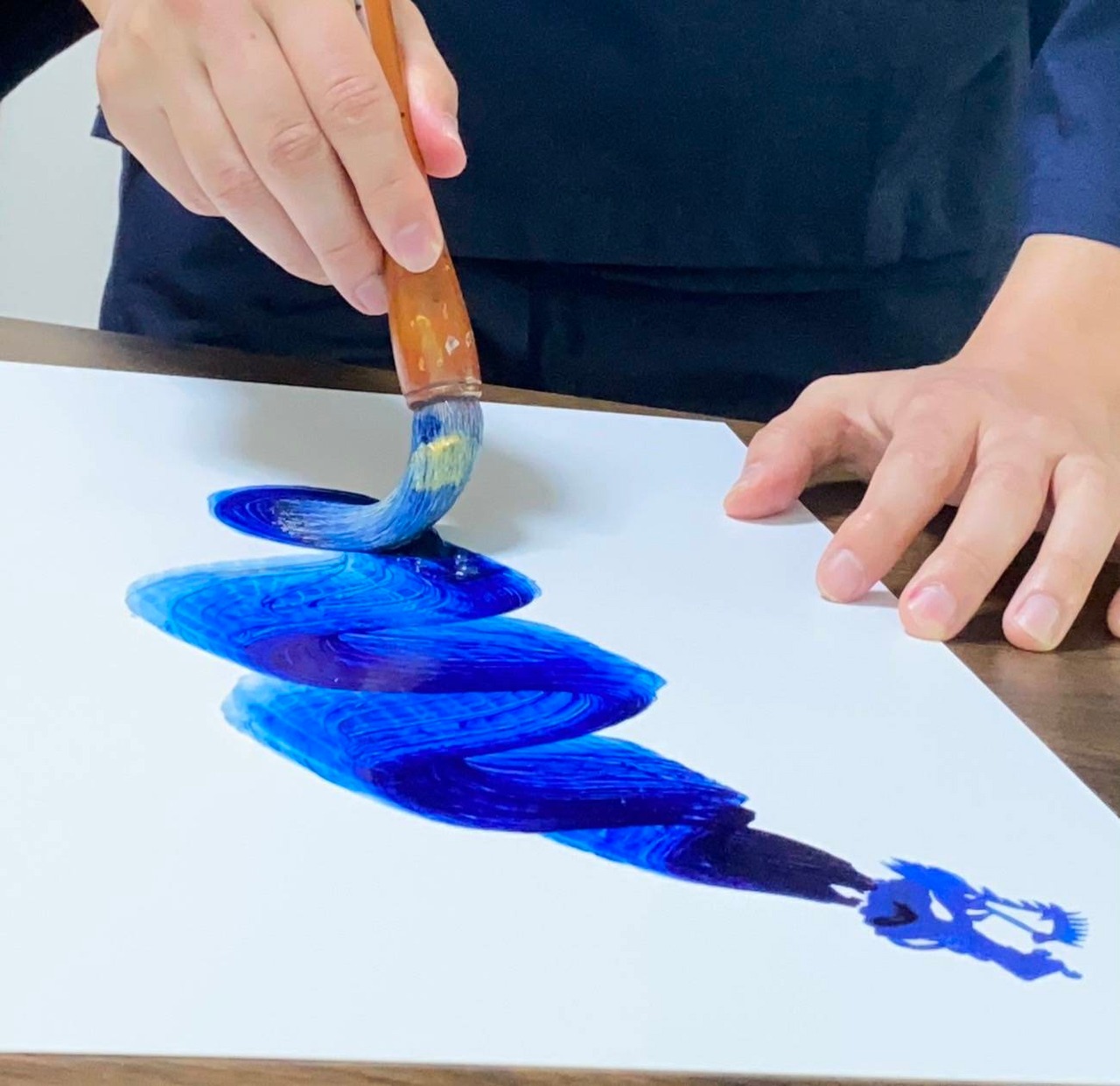 一筆龍『銀河双龍』★龍と天然石を身近に感じるアート・絵画 60cm×30cm