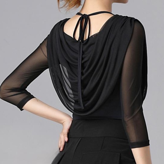 ドレープネック ミッドスリーブデザイン トップス ds0200