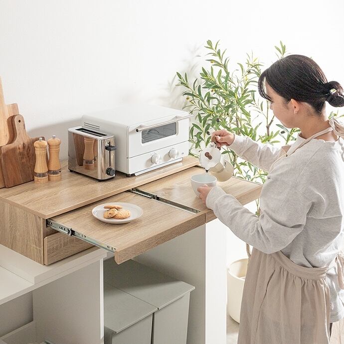 幅80cm 引き出し付き レンジ下 スライドトレー | FIGARO