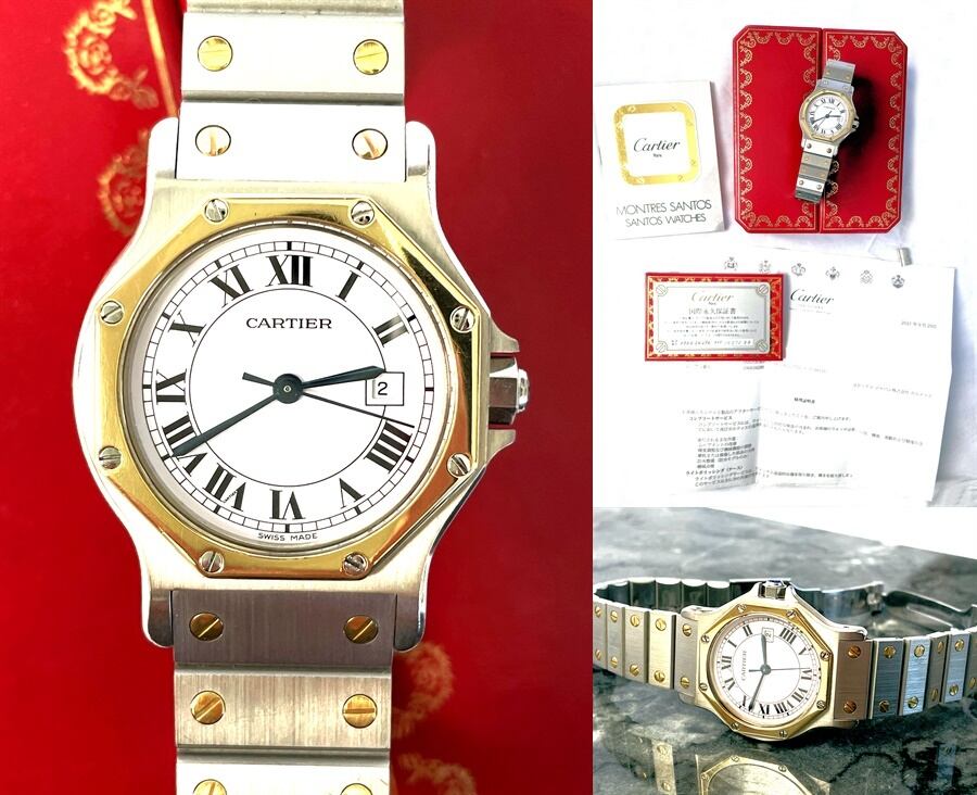 Cartier カルティエ Santos Octagon サントス オクタゴン オートマチック 自動巻き k18 ゴールド ホワイトローマン LM