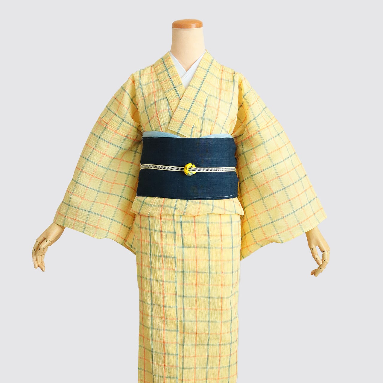 夏着物 小千谷ちぢみ 単衣 洗える 格子柄 麻100 単品 日本製 | IKS