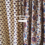 ブロックプリント生地【50cm単位】インド綿  花柄 生成り×赤×青×黄土色 #58010-WT1