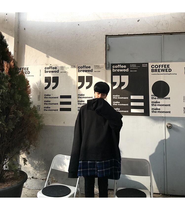 全1色 パーカー トップス 重ね着風 カジュアル おしゃれ